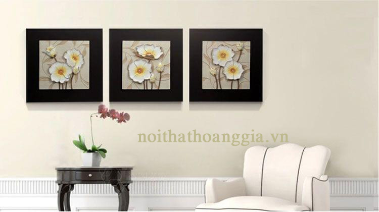 Tranh Phù Điêu 3D Bộ Sen Hạ Ba Bức – B6054A