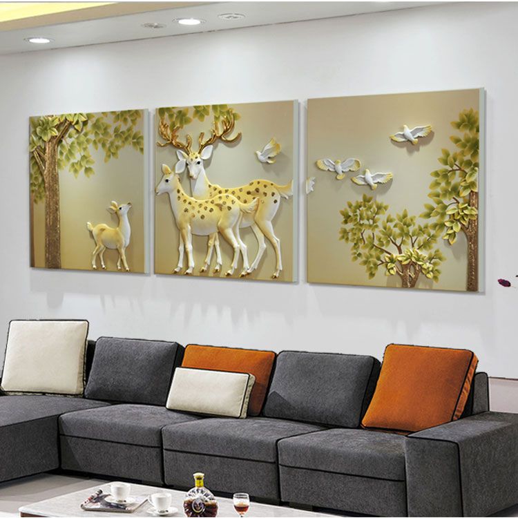 Tranh Phù Điêu 3D – Tuần Lộc Sum Vầy PD013MZ